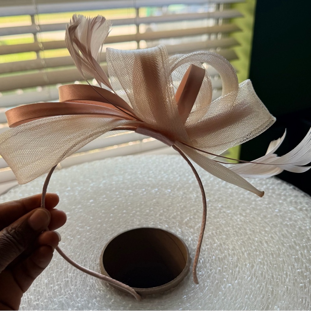 Blush Pink Fascinator Headband Elegant Church Tea Party Derby Hat